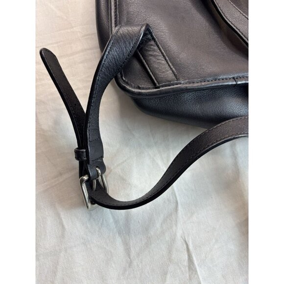 Vtg Coach Black Leather Backpack The‎ Daypack Style Rucksack Drawstring Mini - Picture 6 of 10